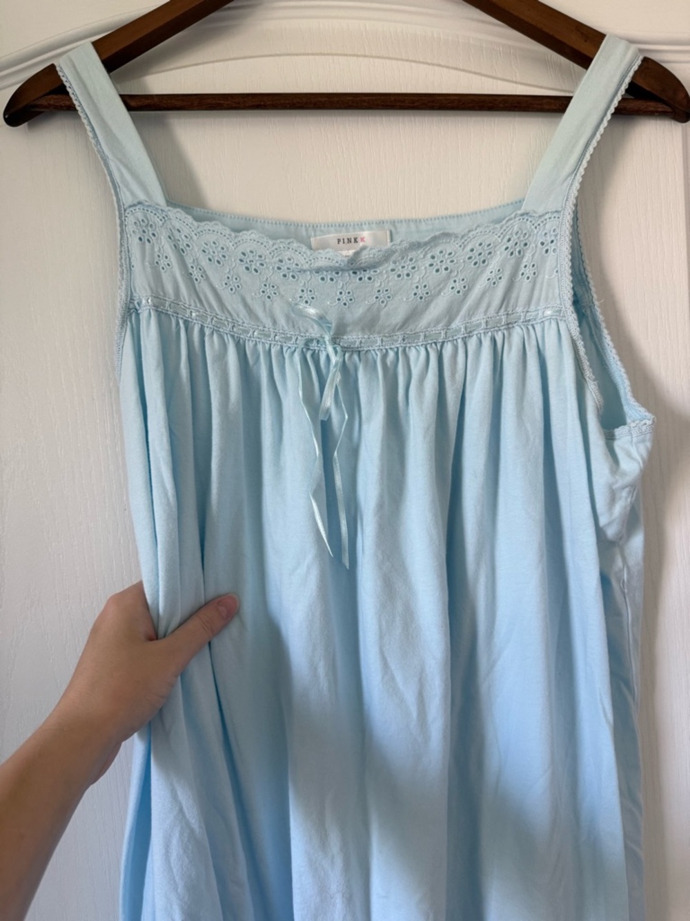 PINK Victoria's Secret Light Blue Cotton Eyelet Nightgown